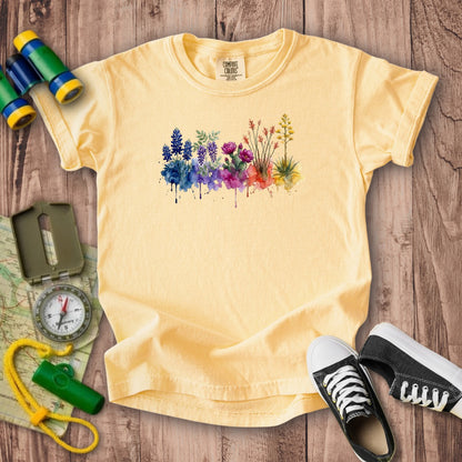 Watercolor Big Bend Wildflowers Kids Cotton T-Shirt