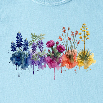 Watercolor Big Bend Wildflowers Kids Cotton T-Shirt