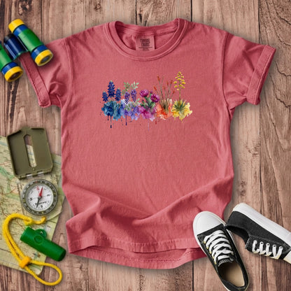 Watercolor Big Bend Wildflowers Kids Cotton T-Shirt