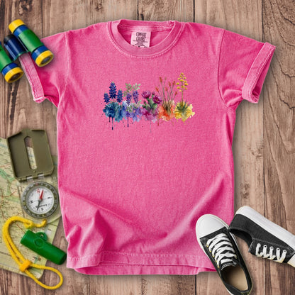 Watercolor Big Bend Wildflowers Kids Cotton T-Shirt