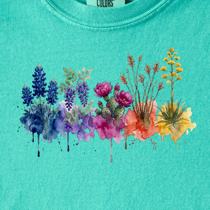 Watercolor Big Bend Wildflowers Kids Cotton T-Shirt