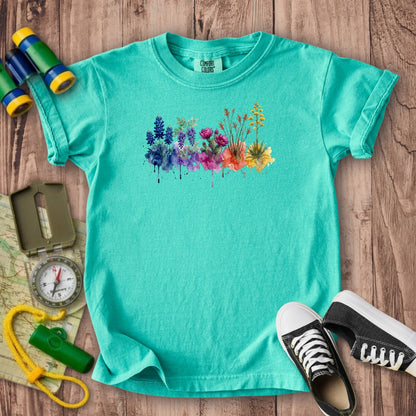 Watercolor Big Bend Wildflowers Kids Cotton T-Shirt