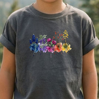 Watercolor Big Bend Wildflowers Kids Cotton T-Shirt