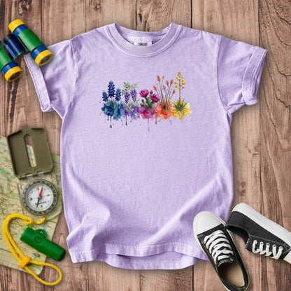 Watercolor Big Bend Wildflowers Kids Cotton T-Shirt