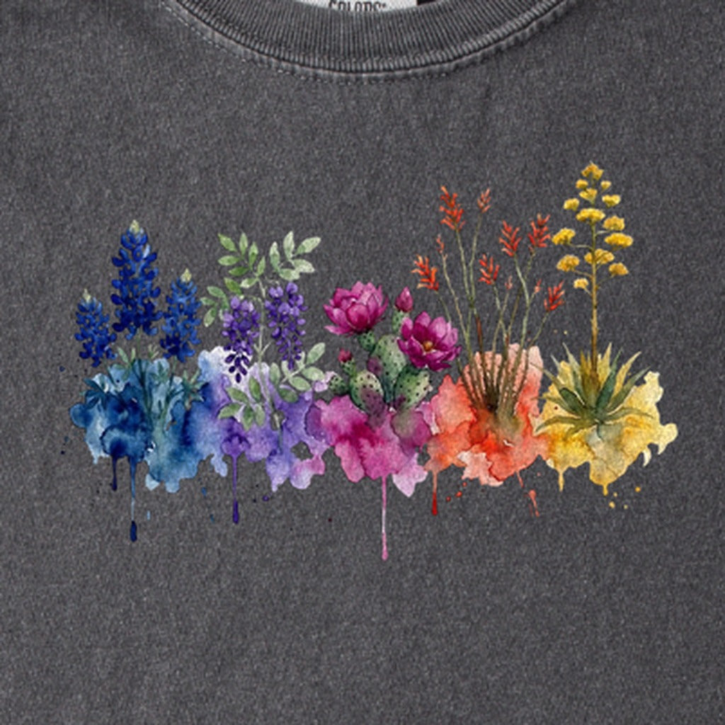 Watercolor Big Bend Wildflowers Kids Cotton T-Shirt