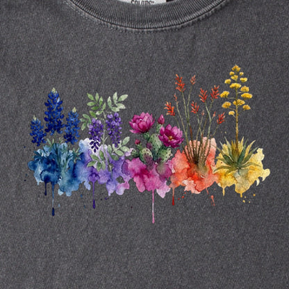 Watercolor Big Bend Wildflowers Kids Cotton T-Shirt