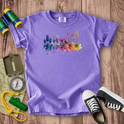 Watercolor Big Bend Wildflowers Kids Cotton T-Shirt