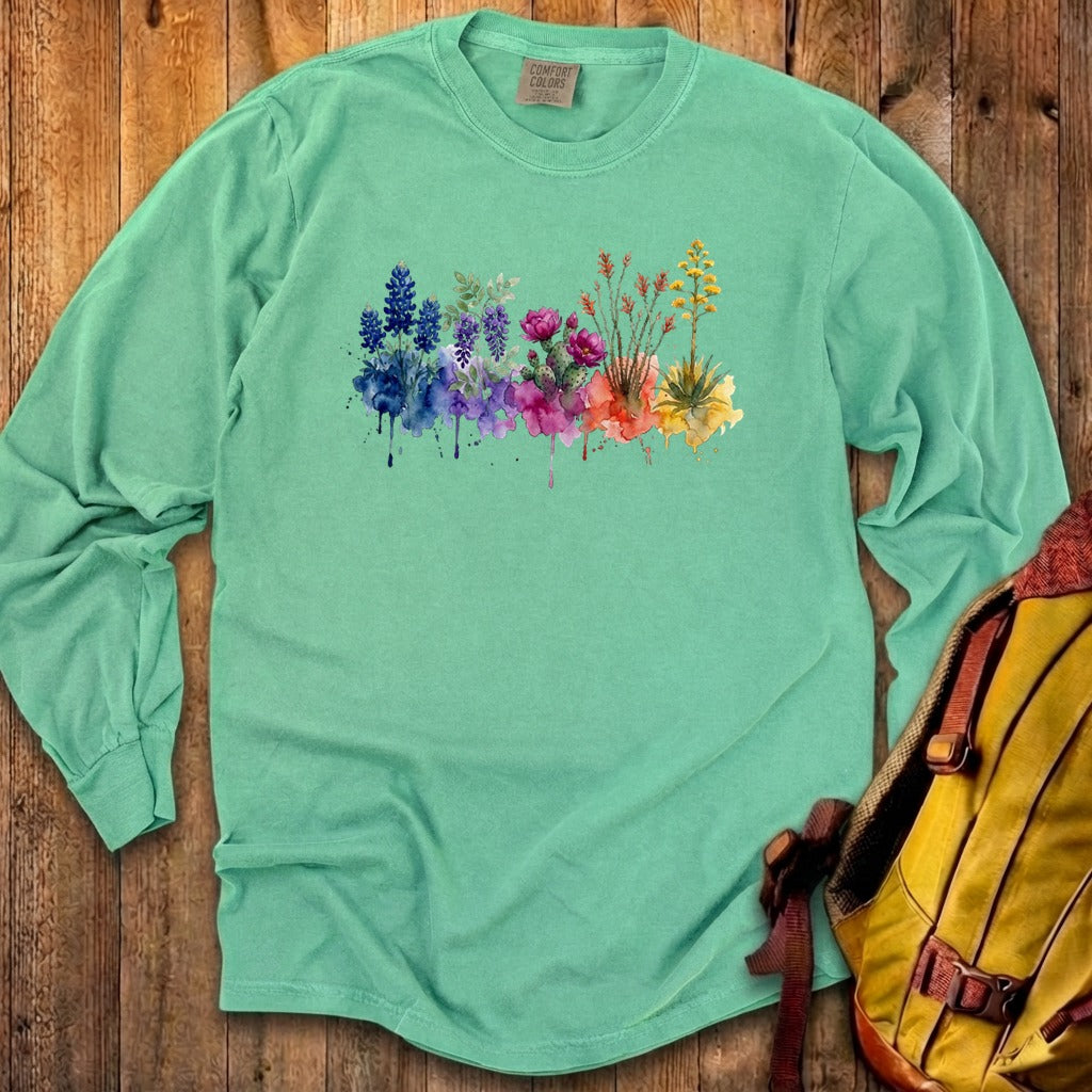 Watercolor Big Bend Wildflowers Premium Long Sleeve