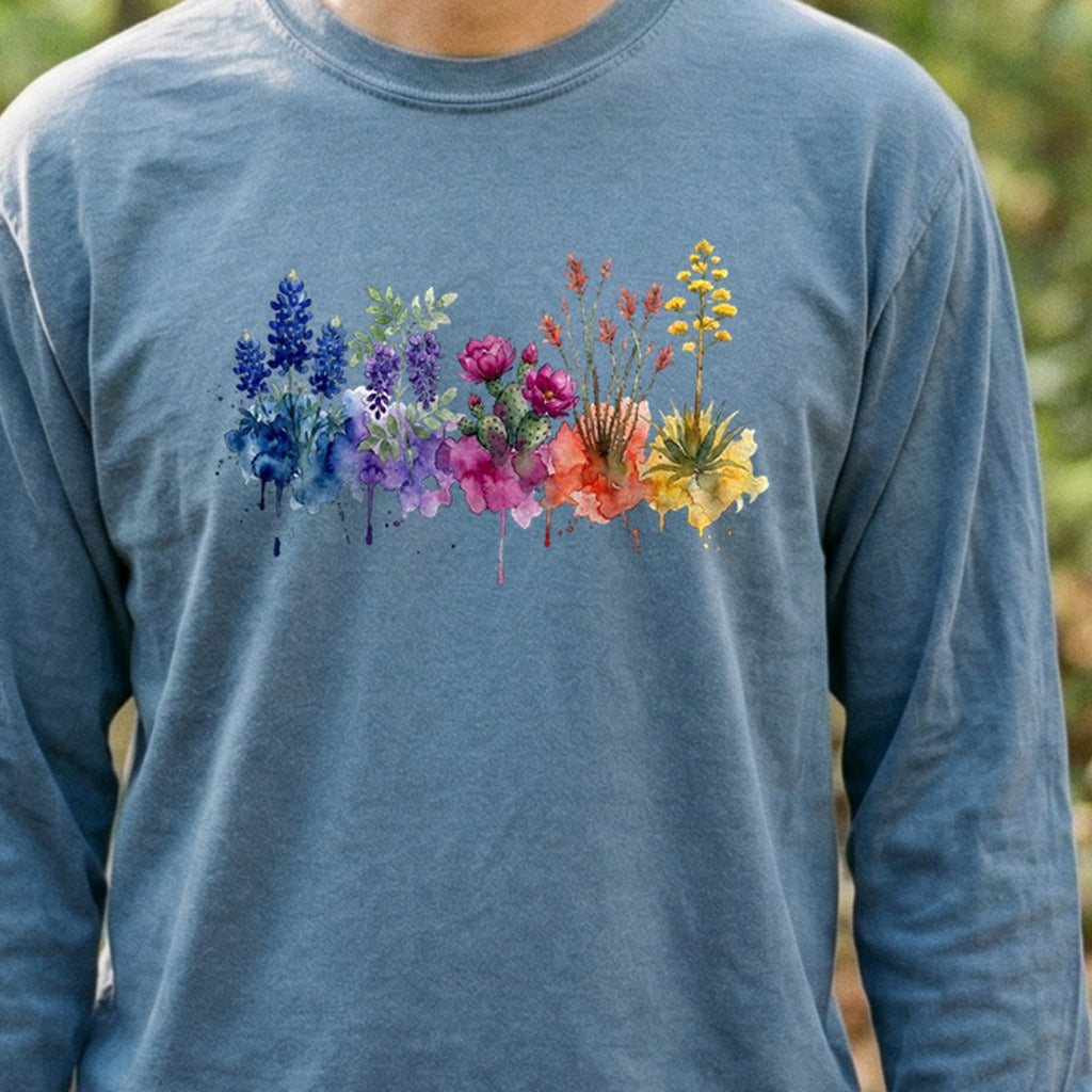 Watercolor Big Bend Wildflowers Premium Long Sleeve