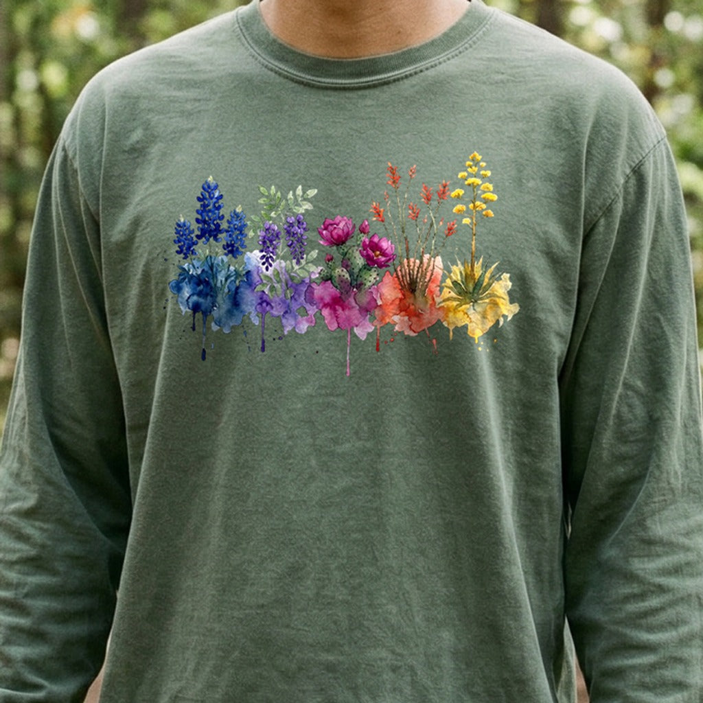 Watercolor Big Bend Wildflowers Premium Long Sleeve