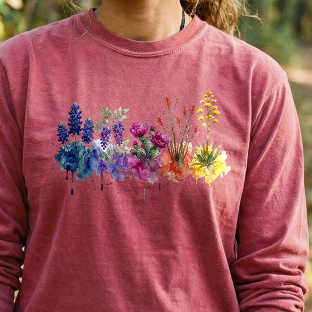 Watercolor Big Bend Wildflowers Premium Long Sleeve