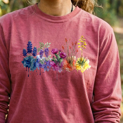 Watercolor Big Bend Wildflowers Premium Long Sleeve