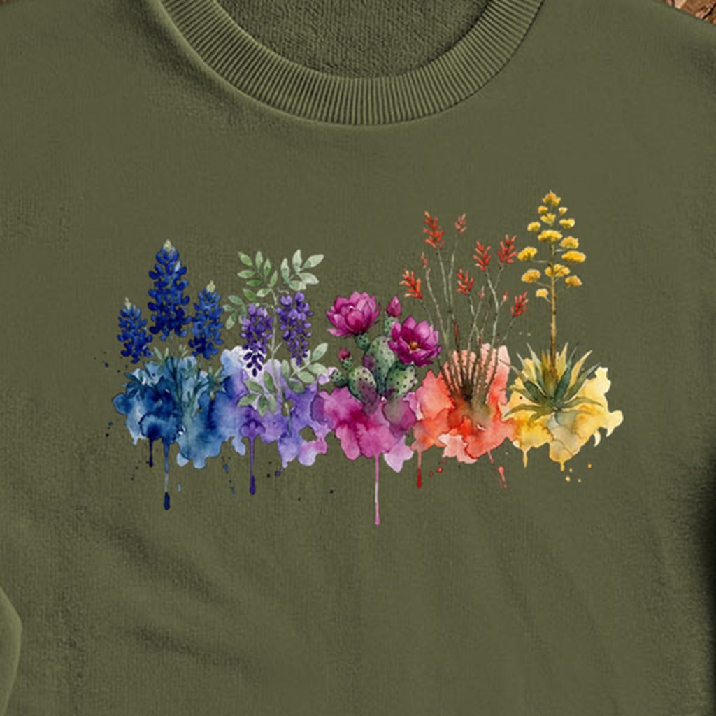 Watercolor Big Bend Wildflowers Crewneck Sweatshirt