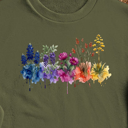 Watercolor Big Bend Wildflowers Crewneck Sweatshirt