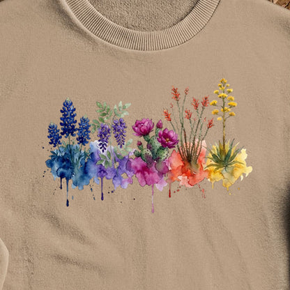 Watercolor Big Bend Wildflowers Crewneck Sweatshirt
