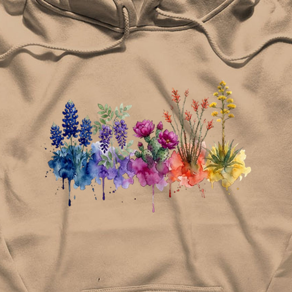 Watercolor Big Bend Wildflowers Hoodie