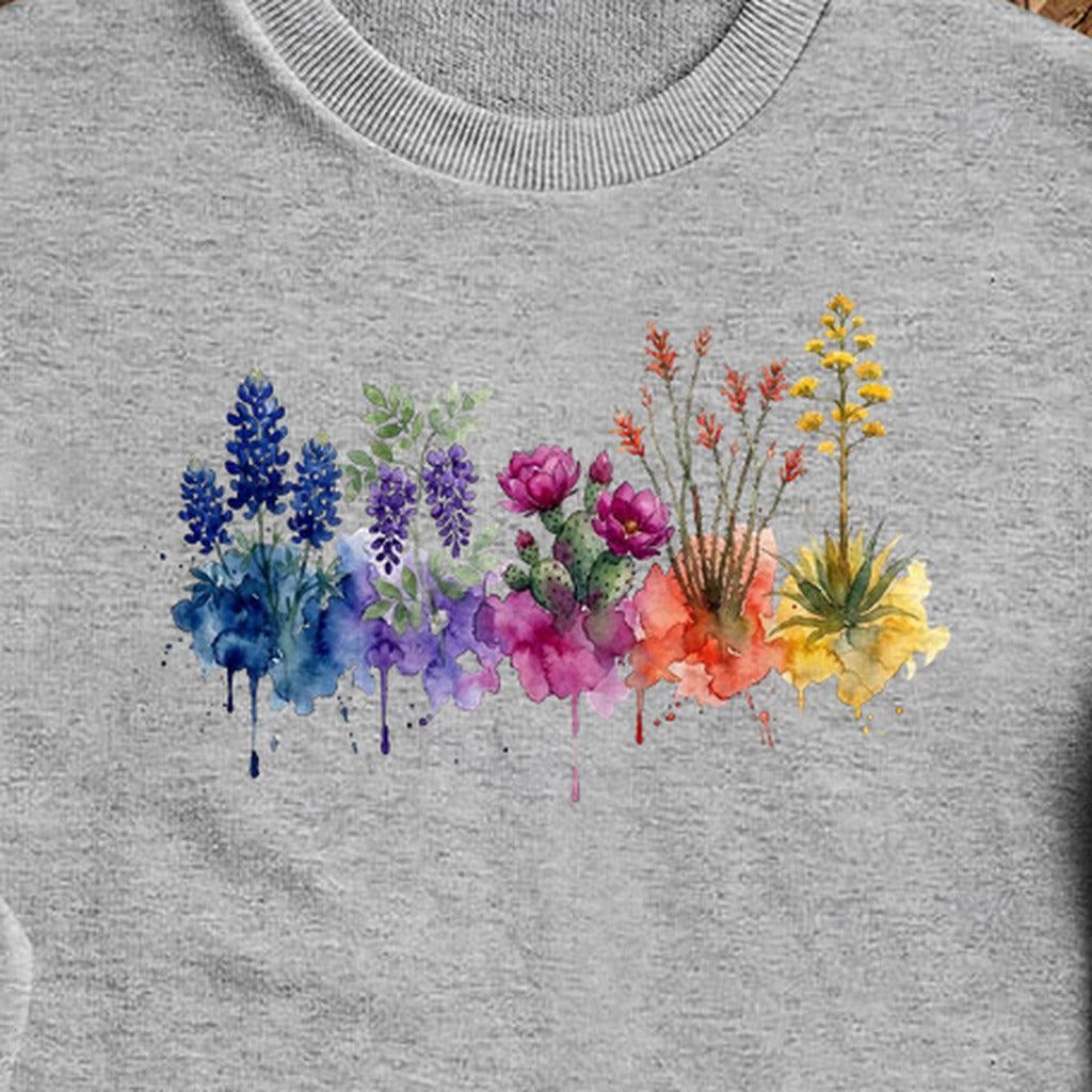 Watercolor Big Bend Wildflowers Crewneck Sweatshirt