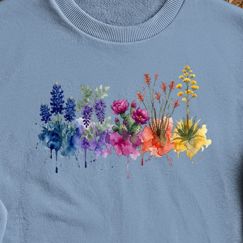 Watercolor Big Bend Wildflowers Crewneck Sweatshirt