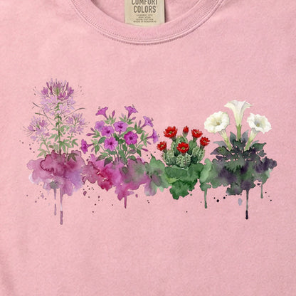 Watercolor Canyonlands Wildflowers Cotton T-Shirt