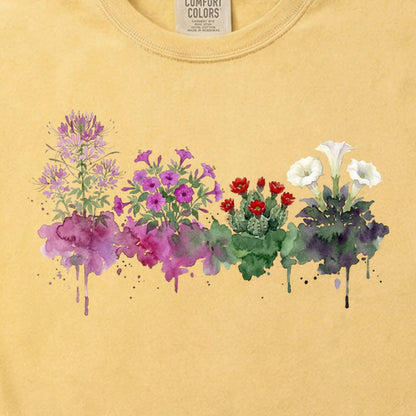 Watercolor Canyonlands Wildflowers Cotton T-Shirt