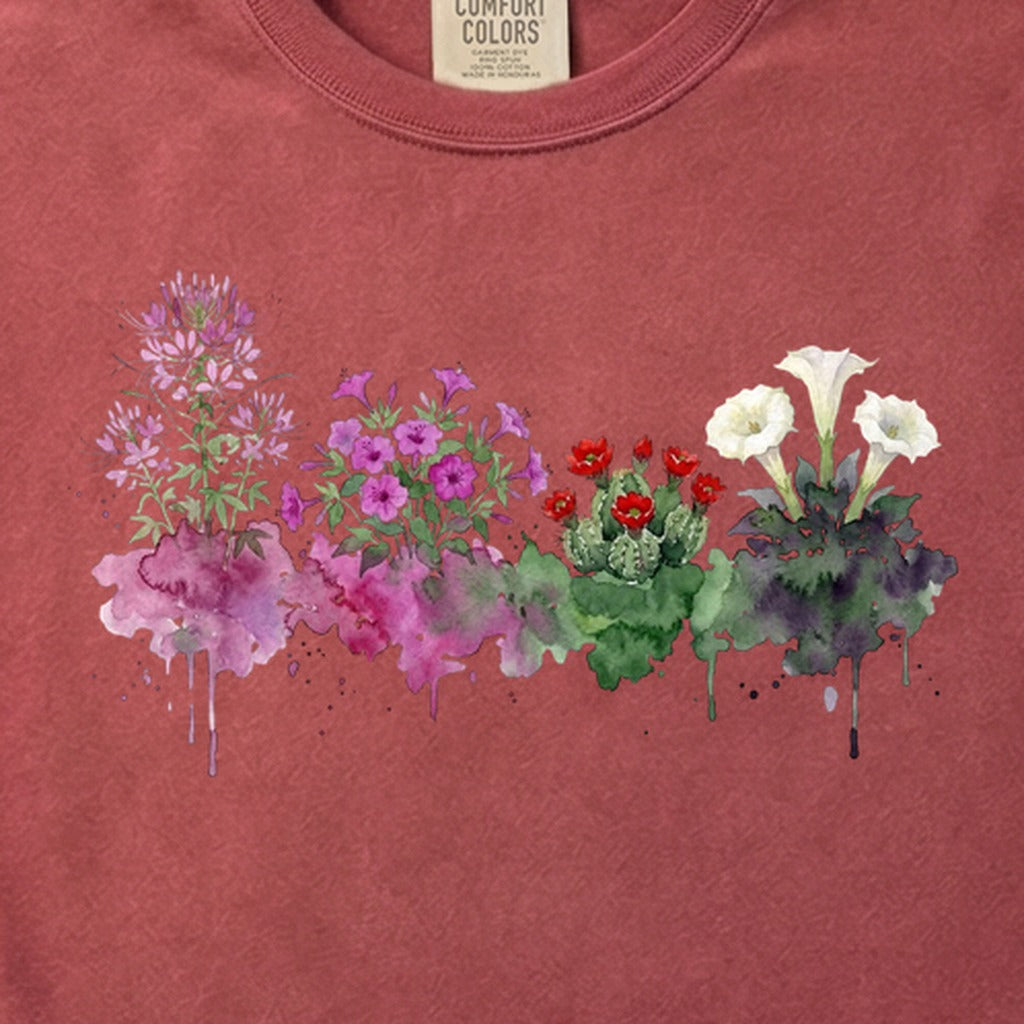 Watercolor Canyonlands Wildflowers Cotton T-Shirt