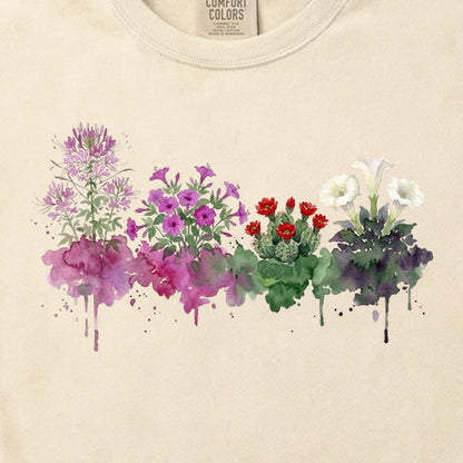 Watercolor Canyonlands Wildflowers Cotton T-Shirt