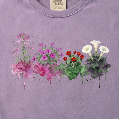 Watercolor Canyonlands Wildflowers Cotton T-Shirt
