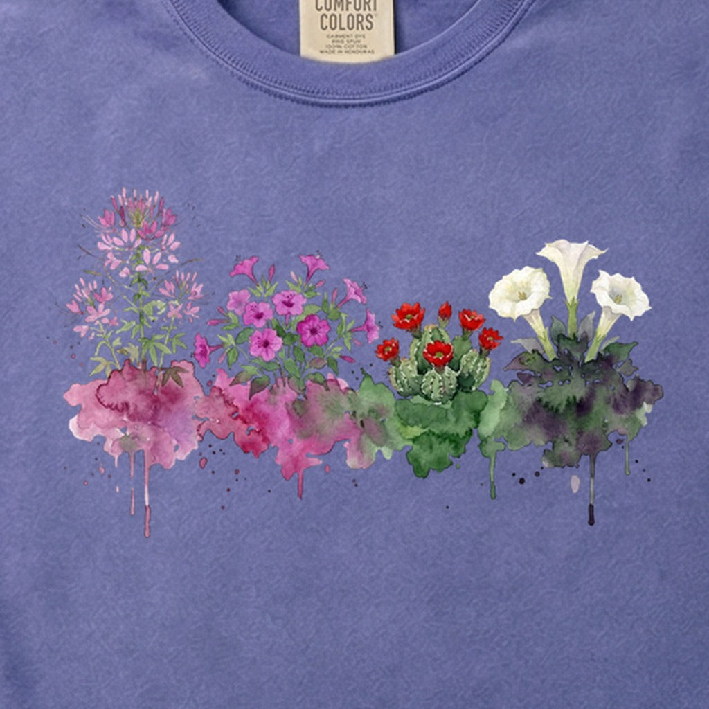 Watercolor Canyonlands Wildflowers Cotton T-Shirt