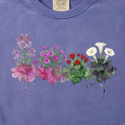 Watercolor Canyonlands Wildflowers Cotton T-Shirt