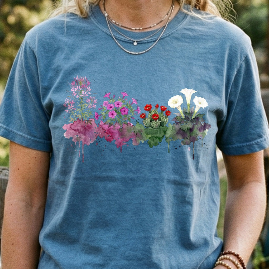 Watercolor Canyonlands Wildflowers Cotton T-Shirt