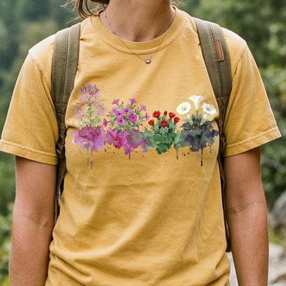 Watercolor Canyonlands Wildflowers Cotton T-Shirt
