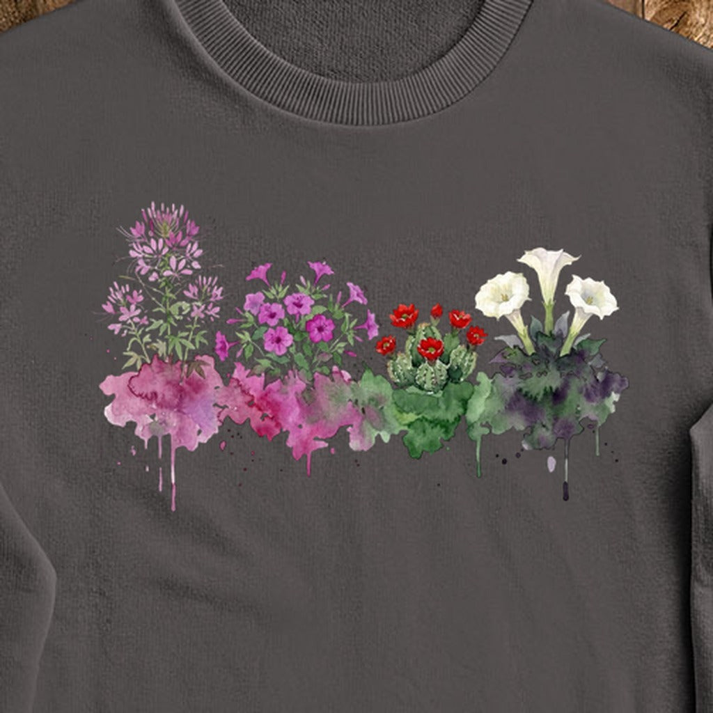 Watercolor Canyonlands Wildflowers Crewneck Sweatshirt