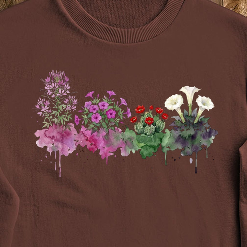 Watercolor Canyonlands Wildflowers Crewneck Sweatshirt