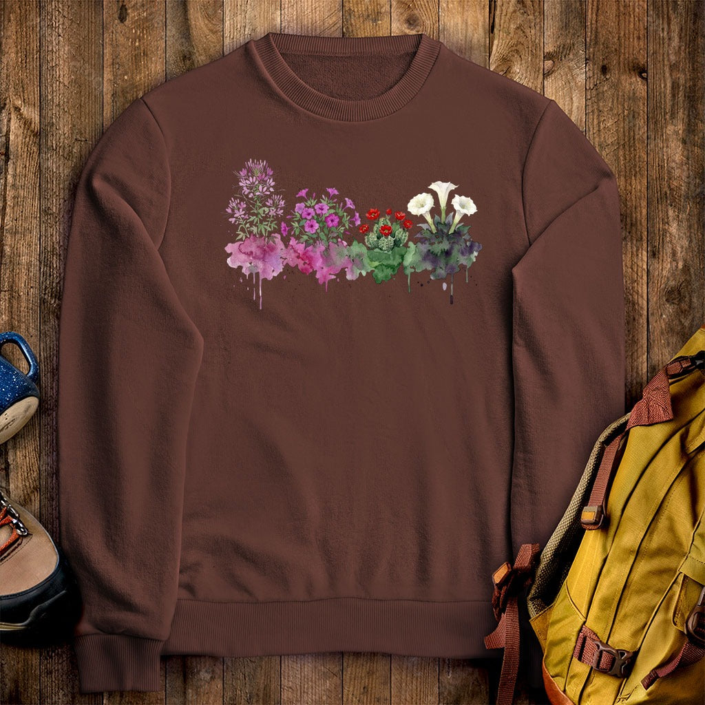 Watercolor Canyonlands Wildflowers Crewneck Sweatshirt