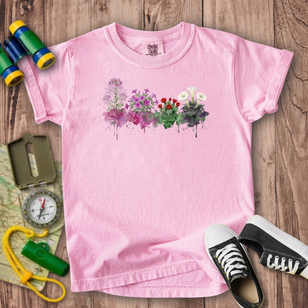 Watercolor Canyonlands Wildflowers Kids Cotton T-Shirt