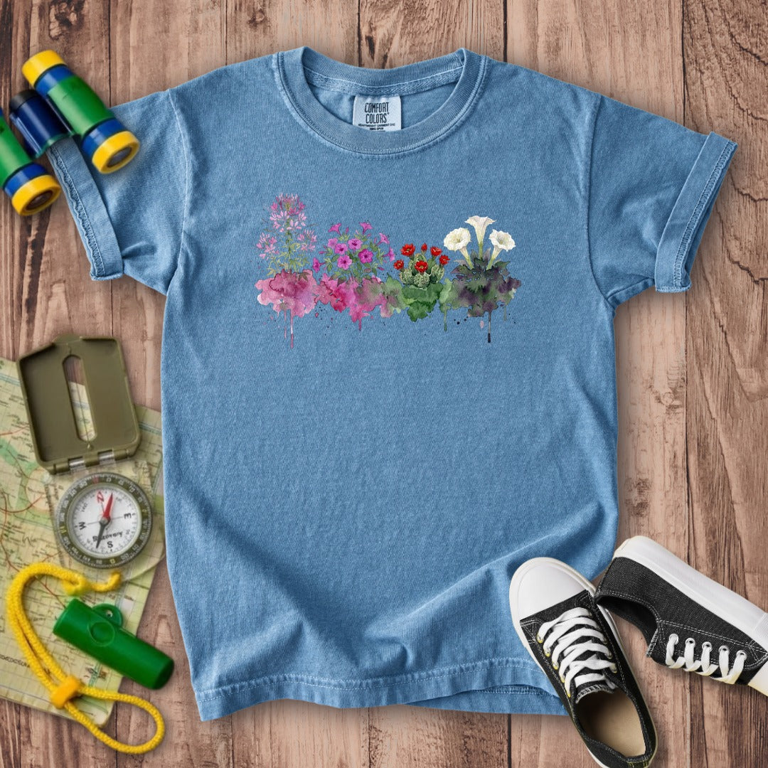Watercolor Canyonlands Wildflowers Kids Cotton T-Shirt