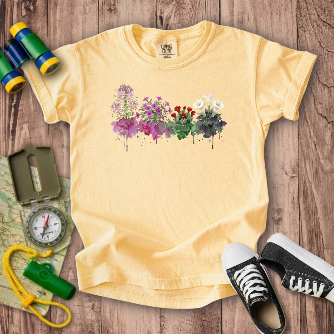 Watercolor Canyonlands Wildflowers Kids Cotton T-Shirt