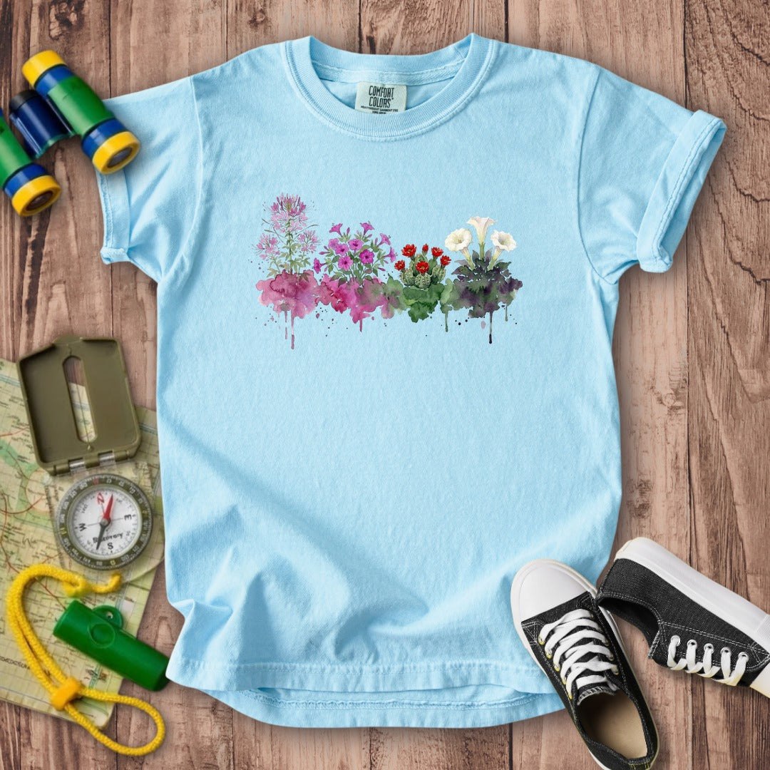 Watercolor Canyonlands Wildflowers Kids Cotton T-Shirt