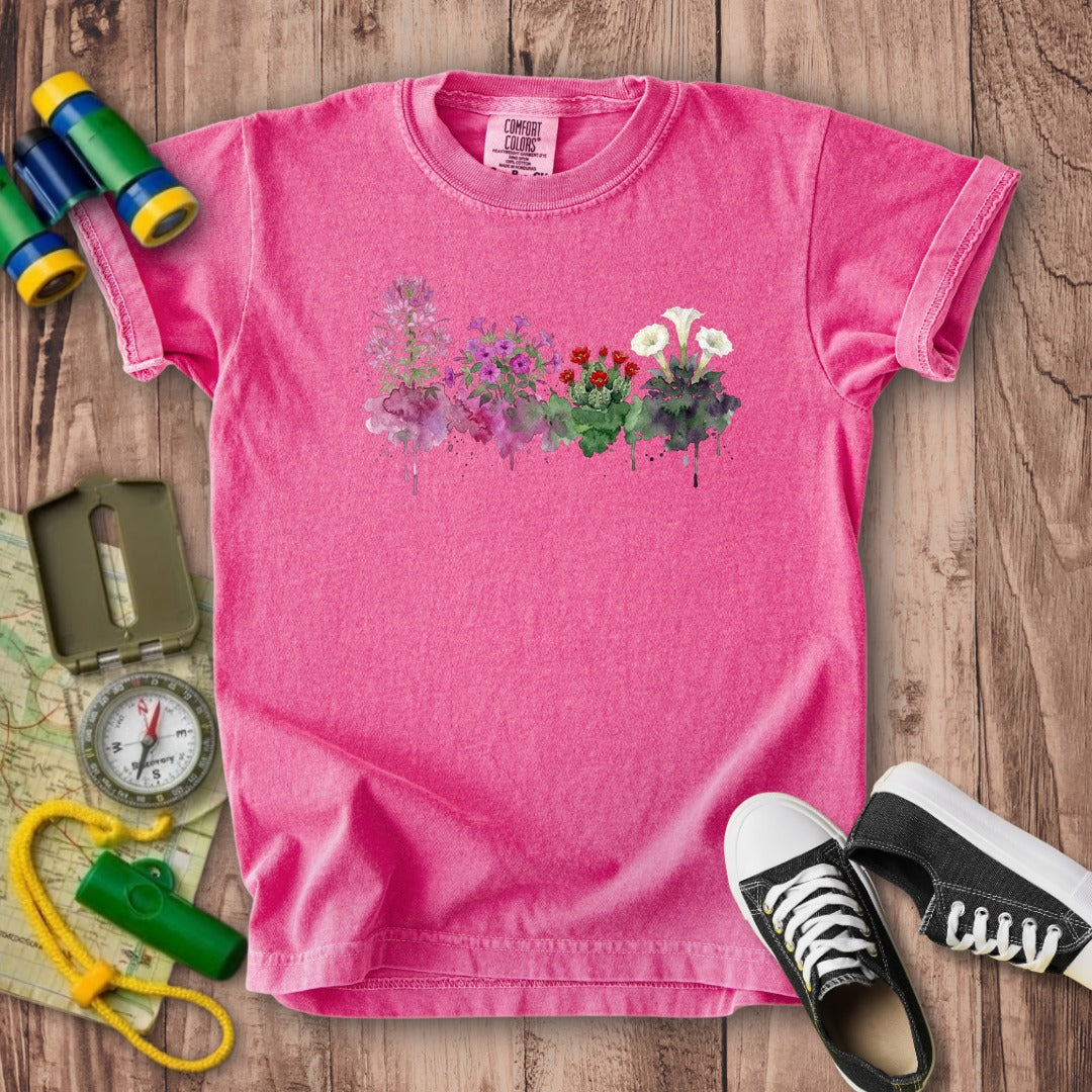 Watercolor Canyonlands Wildflowers Kids Cotton T-Shirt