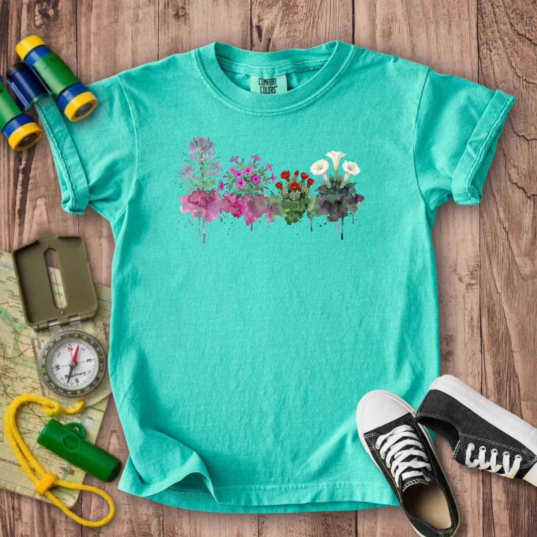 Watercolor Canyonlands Wildflowers Kids Cotton T-Shirt