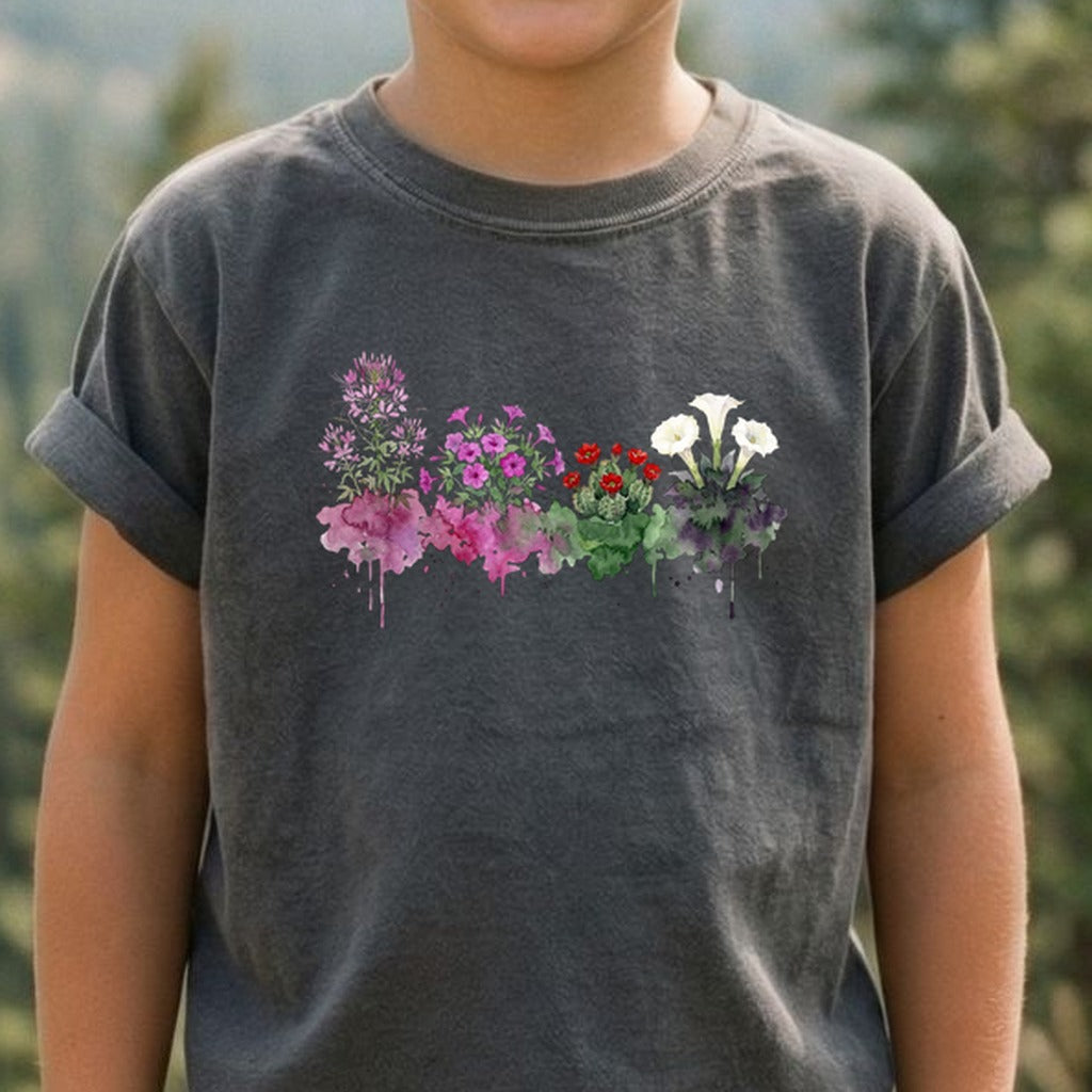 Watercolor Canyonlands Wildflowers Kids Cotton T-Shirt