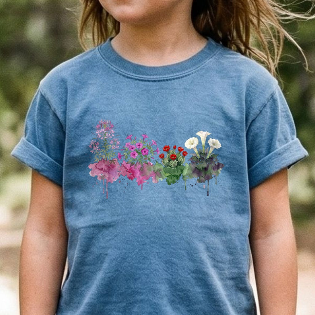 Watercolor Canyonlands Wildflowers Kids Cotton T-Shirt
