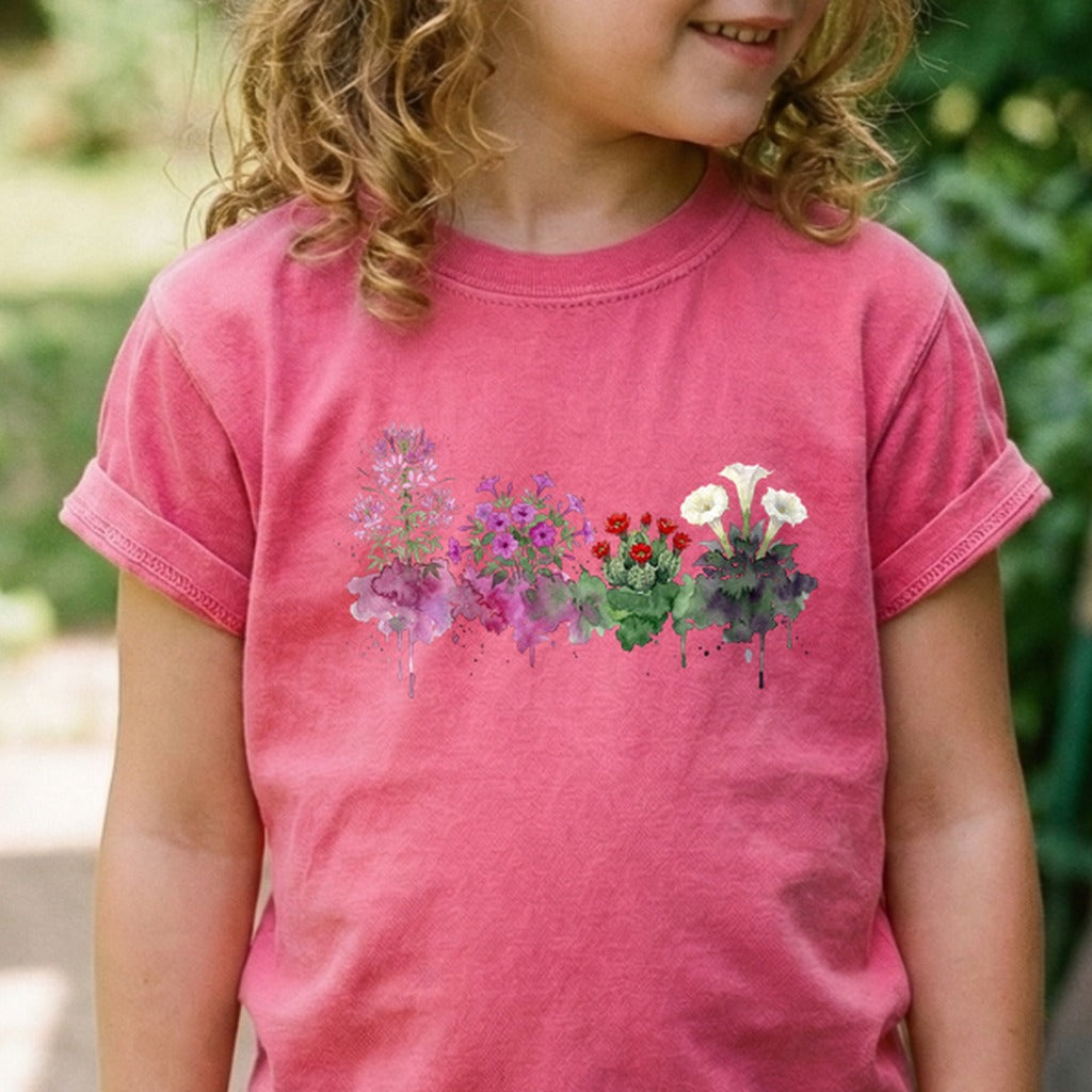 Watercolor Canyonlands Wildflowers Kids Cotton T-Shirt