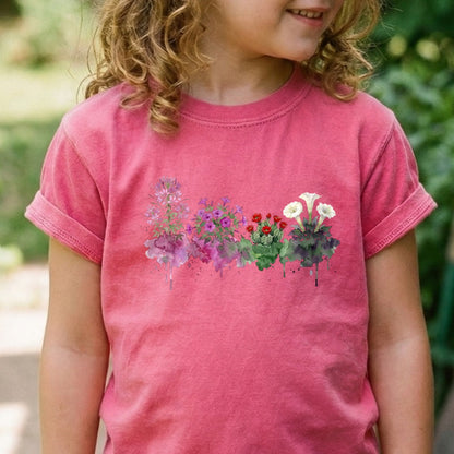 Watercolor Canyonlands Wildflowers Kids Cotton T-Shirt