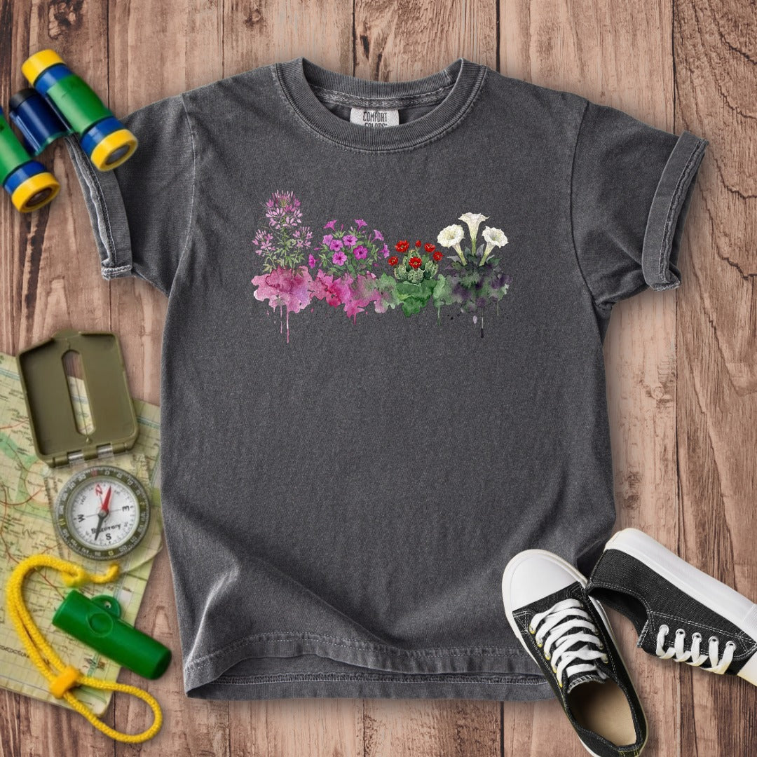 Watercolor Canyonlands Wildflowers Kids Cotton T-Shirt