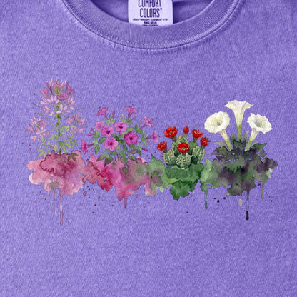 Watercolor Canyonlands Wildflowers Kids Cotton T-Shirt