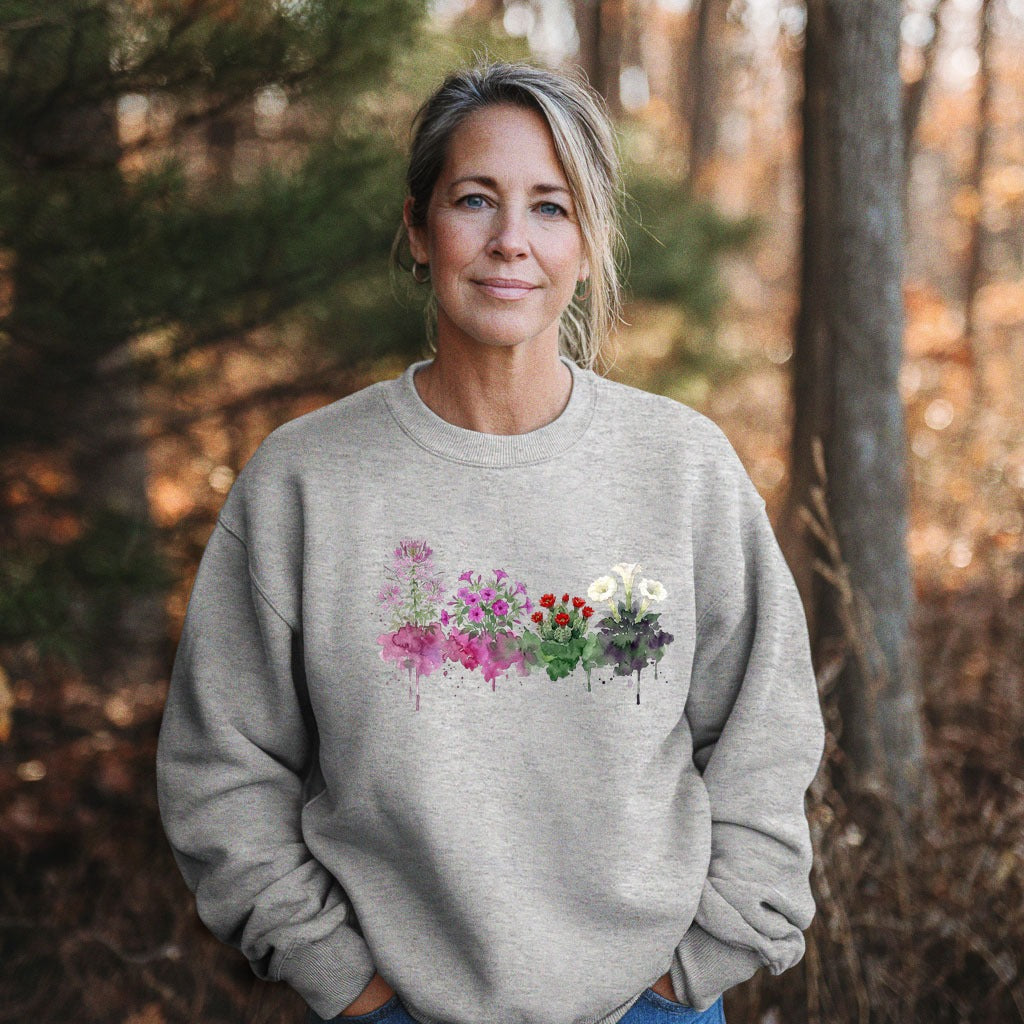Watercolor Canyonlands Wildflowers Crewneck Sweatshirt