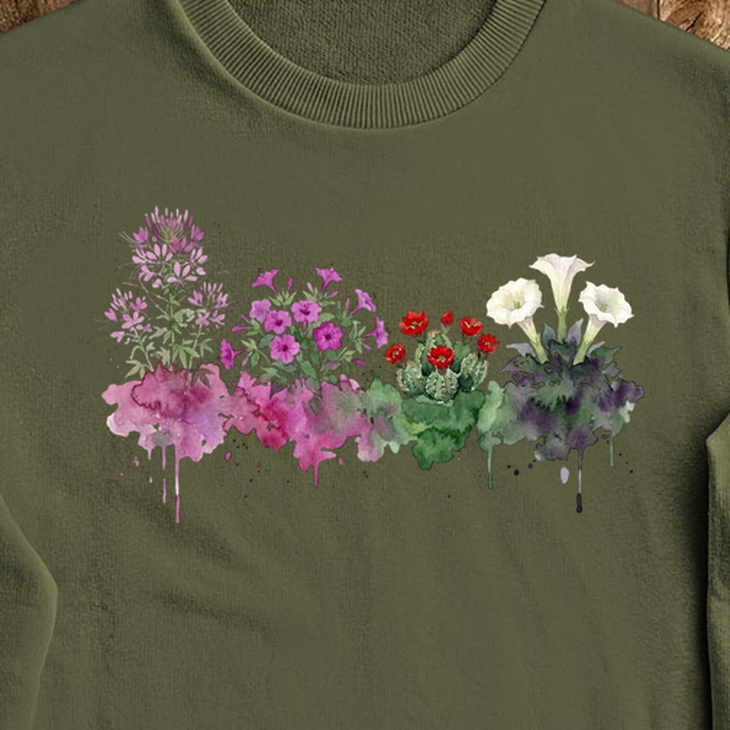 Watercolor Canyonlands Wildflowers Crewneck Sweatshirt