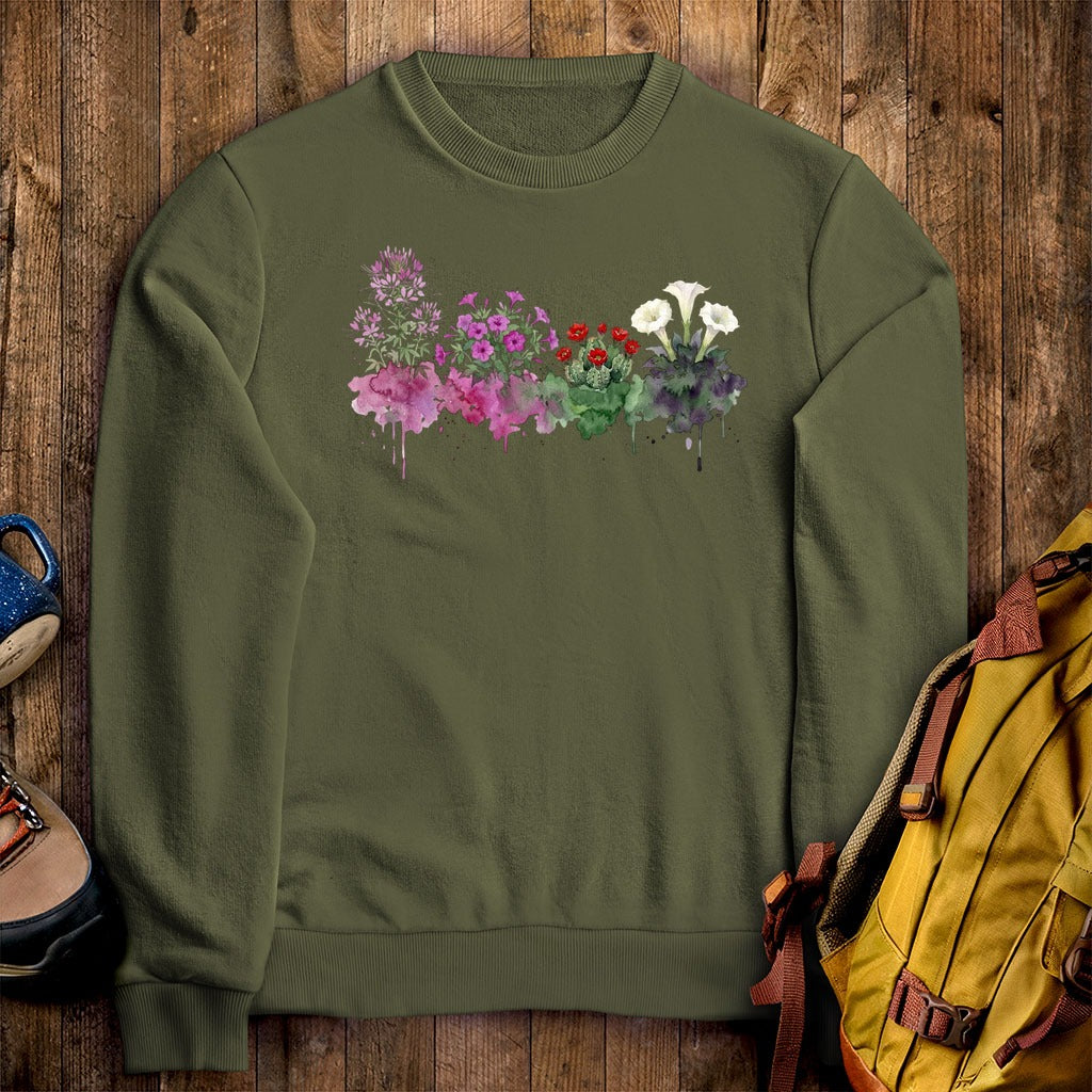 Watercolor Canyonlands Wildflowers Crewneck Sweatshirt
