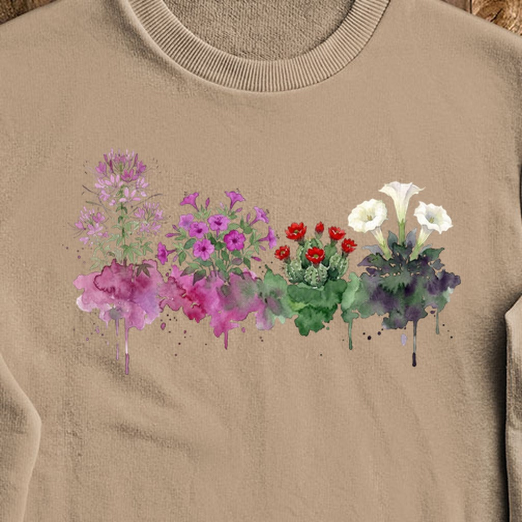 Watercolor Canyonlands Wildflowers Crewneck Sweatshirt